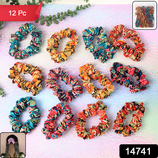 Set Of 12 Stylish Printed Fabric Hairband