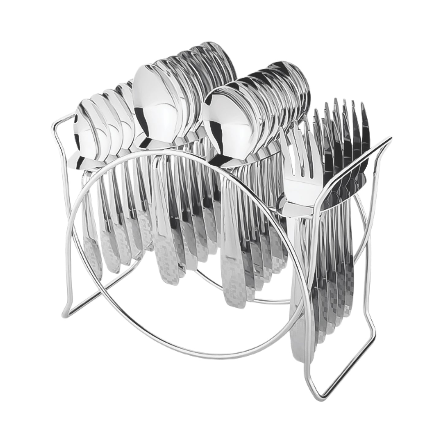 Stainless Steel Cutlery Set With Elegant Storage Stand (24 Pc)